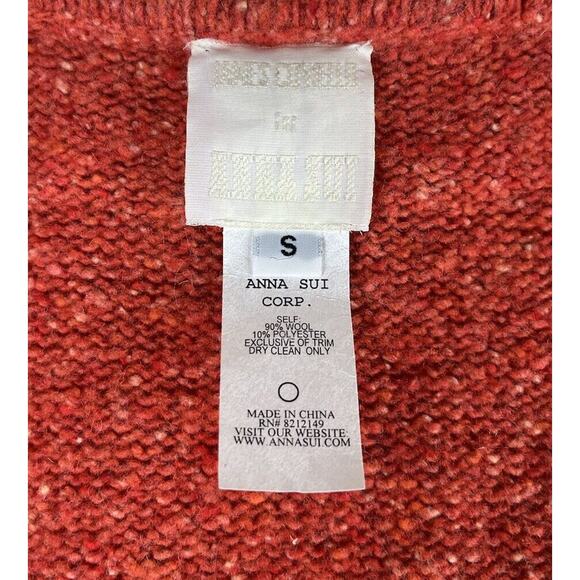 James Coviello Anna Sui Embroidered Long Duster Cardigan Jacket Wool Size Small - Picture 8 of 9